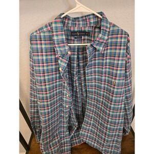 Ralph Lauren Classic Fit Plaid Button Down Shirt Mens 2XB Big Blue